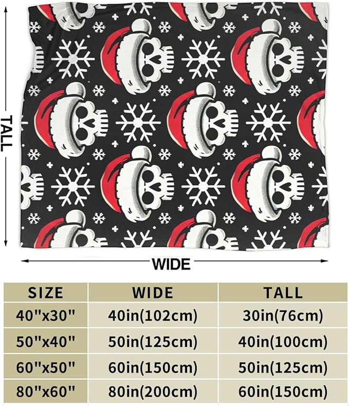 Gothic Christmas Skull Blanket Super Soft Warm Fluffy Fleece Flannel Throw Blanket Cozy Fuzzy Plush Stuff Bedding Blankets Gifts for Women Kids Boys Girls Adults 80"X60"