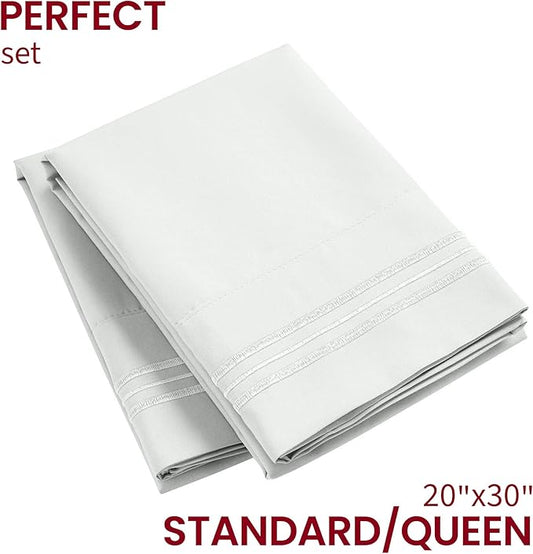 Mellanni Pillow Cases - Luxury, Extra Soft, Cooling Pillow Covers - 2 PC Iconic Collection Pillowcases - Envelope Closure (Standard/Queen 20" x 30", Ivory)