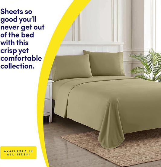 1500 Supreme Collection Twin XL Sheet Sets Sage Green - 3 Piece Bed Sheets and Pillowcase Set for Twin XL Mattress - Extra Soft, Elastic Corner Straps, Deep Pocket Sheets, Twin XL Sage Green