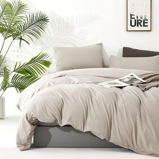 Luxlovery Beige Coffee Comforter Set Full Light Khaki Bedding Set Bedding Set Oatmeal Cream Khaki Blanket Quilts Modern Soft Breathable Taupe Comforter Set