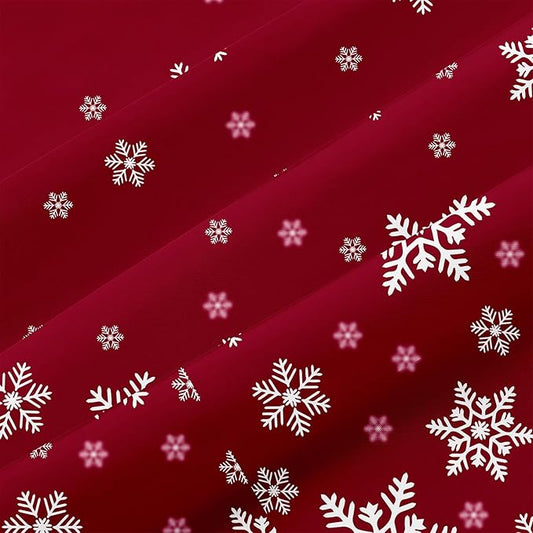 YIYEA Christmas King Size Pillow Cases Set of 4, Ultra Soft Double Brushed Microfiber Red Pillowcases and Christmas Snowflake Pillow Covers, Envelope Closure, Fade Resistant (20"x36")