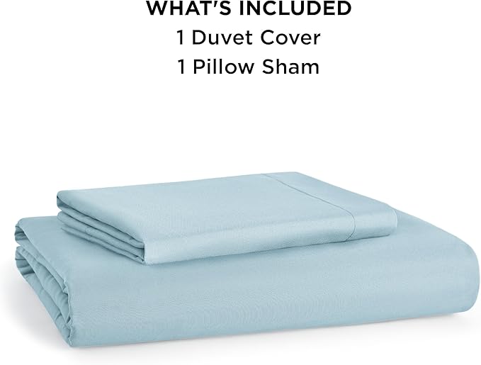 Bedsure Duvet Cover Twin/Twin XL Size - Soft Double Brushed Bedding Set for Kids & Adults, Zipper Closure, 2 Pieces, Includes 1 Duvet Cover (68"x90") & 1 Pillow Sham, NO Comforter, Light Blue