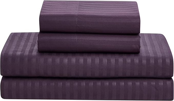 King Size Comforter Set 8 Piece Bed in a Bag with Bed Skirt, Fitted Sheet, Flat Sheet, 2 Pillowcases, 2 Pillow Shams, King, Dobby Purple