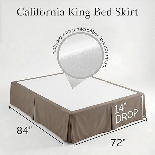 Southshore Fine Living, Inc. Hotel Quality California King Bed Skirt - 14" Drop, Elegant Pleated Design, Premium Dust Ruffle/Cal King Bed Skirt, Easy Care, Luxury Bed Skirt Cal King Size, Dark Taupe