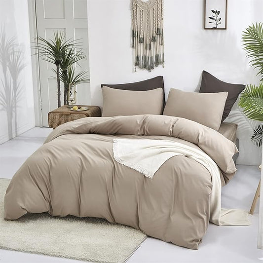 Cottonight Khaki Comforter Set King Cream Coffee Bedding Comforter Set Cream Solid Blanket Quilts Solid Modern Soft Breathable Taupe 3 Piece Light Coffee Bedding Set Women Men King Bed