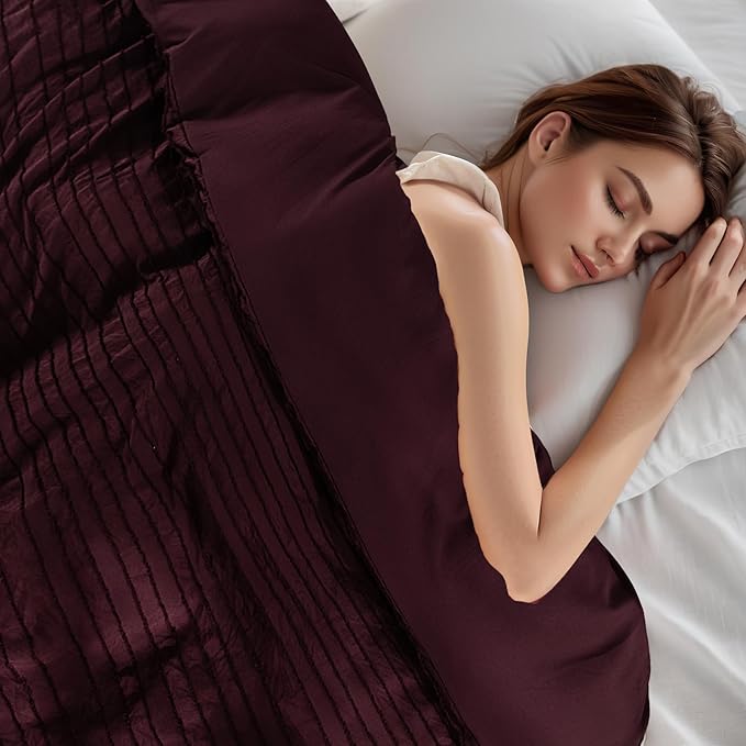 NEXHOME PRO Duvet Cover,3 Pieces Boho Tufted Duvet Cover Set, Soft and Lightweight 100% Washed Microfiber Comforter Cover Set(Burgundy,104 x 98)-No Comforter