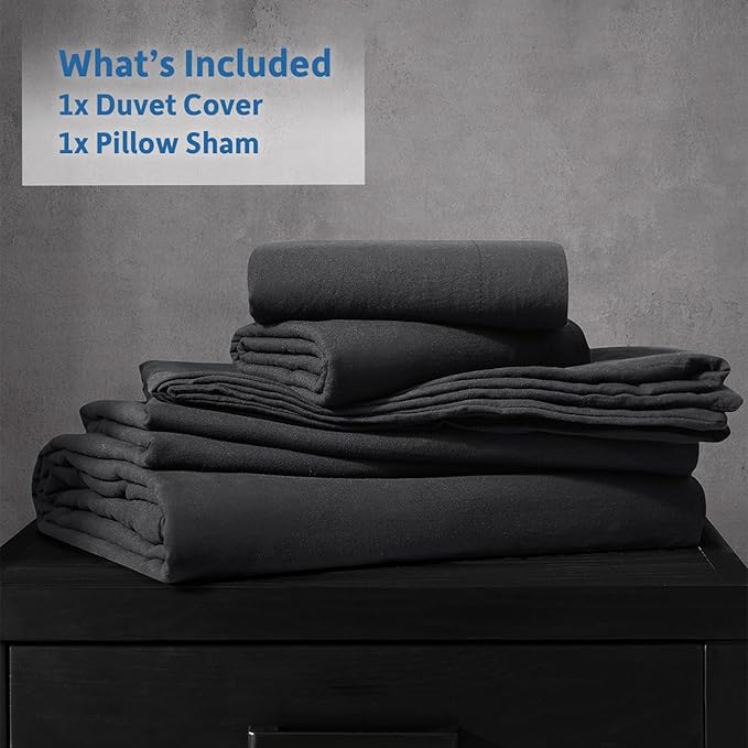 Nestl Twin Duvet Cover Set - Soft Prewashed Black Duvet Cover Twin/Twin XL, 2 Piece, with Zipper Closure, 1 Duvet Cover 68x90 inches and 1 Pillow Sham - No Comforter