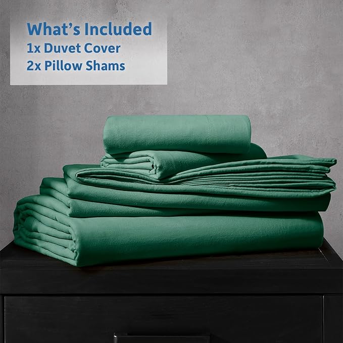 Nestl Dark Green Duvet Cover Queen Size - Soft Prewashed Queen Duvet Cover Set, 3 Piece, with Zipper Closure, 1 Duvet Cover 90x90 inches and 2 Pillow Shams