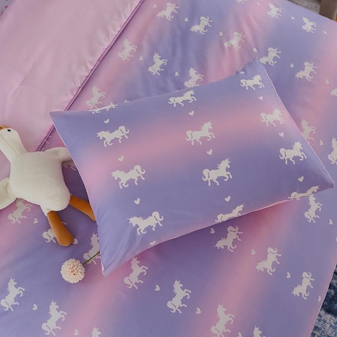 Cokouchyi Full Comforter Sets for Boys Girls, Unicorn Glow in The Dark Kids Bedding Sets, 6 Pcs Full Bed in a Bag with Comforter, Sheets, Pillow Sham, Cushion Cover, Unicorn