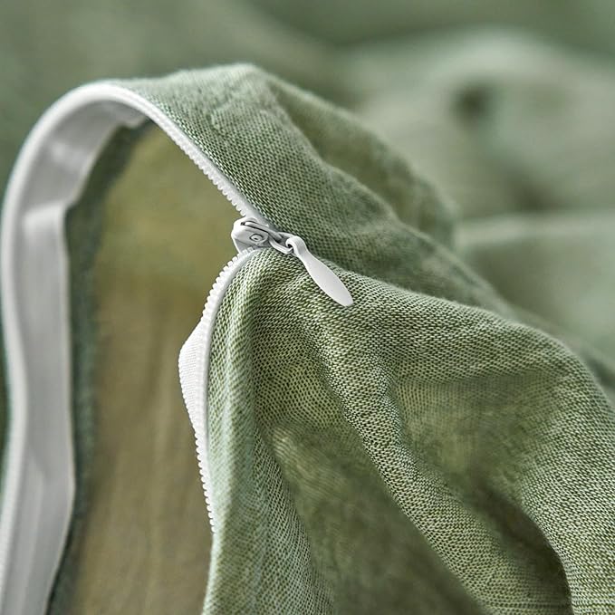 VM VOUGEMARKET Green Duvet Cover Queen Size-Ultra-Soft, Breathable & Lightweight Muslin Cotton Linen Like Gauze Textured Comforter Cover with Zipper Closure Minimalist Bedding Set- 90"x90",Mint Green
