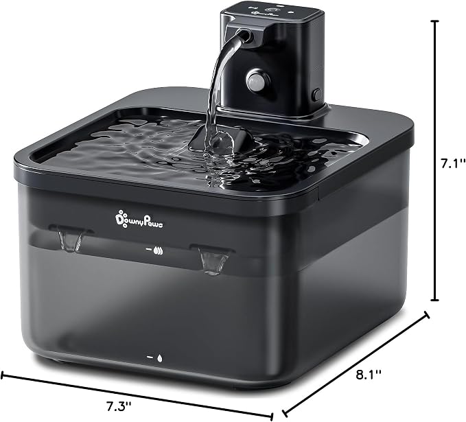 DownyPaws Cat Water Fountain Cordless, 84oz/2.5L Fursink Wireless Pet Water Fountains for Cats Indoor, Battery Operated Cat Drinking Fountain with Motion Sensor, Ultra Quiet Pump, BPA-Free, Black | Wireless Cat Drinking Water Fountains for Cats Indoor,...