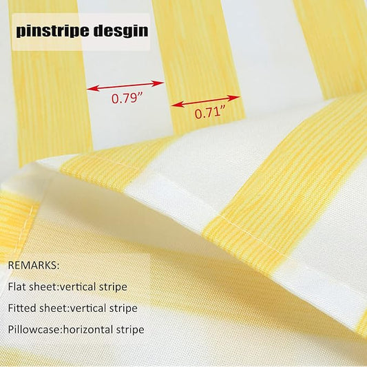 Best Season 3 Piece Stripe Microfiber Stripe Sheet Set - Super Soft Luxury Hotel Deep Pocket,Stain, Fade & Wrinkle Resistant Bedding Set (Yellow,Twin Size)