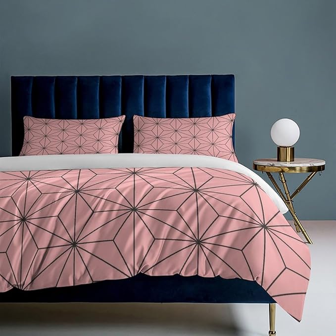 INFLAG Anime Bedding Set, 3-Piece Anime Duvet Cover King Size Ultra Soft Breathable 3D Printed Microfiber Comforter Cover, Cartoon Quilt Cover, Teen Comforter Cover with 2 Pillowcases (King,Pink)