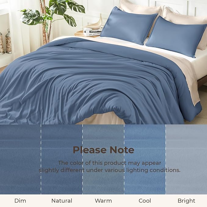Litanika Haze Blue Oversized King Comforters Super King Size, 3 Pieces Lightweight Solid Bedding Comforter Set, All Season Fluffy Bed Set (120x120In Comforter & 2 Pillowcases)
