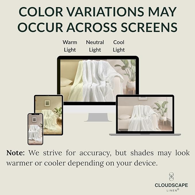 CLOUDSCAPE 100% Cotton Muslin Blanket King Size for Bed - Oversized 4 Layer 108x92 Fits Upto Calking Bed - Soft Breathable, Gauze, Lightweight, All Season, Summer Layering Blankets for Adults- White