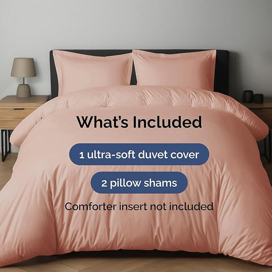 Duvet Cover Cal King Size Set - Extra Soft Cal King Duvet Cover 104" x 98" with 2 Pillow Shams - Hotel Luxury, Easy Care & Fade Free with Zipper Closures & Ties - Comfy, Cozy and Breathable (Mauve)