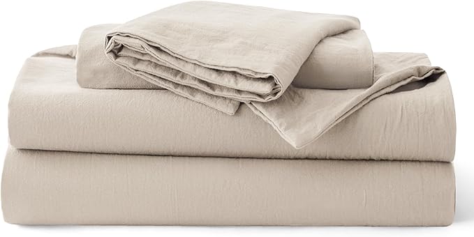 Bedsure 100% Washed Cotton Duvet Cover Cal King - Linen Color Minimalist Bedding Set Linen Like - PureWoven Plain Simple & Soft Comforter Cover for All Seasons, California King, 104"x98"