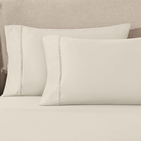 Superior 1200 Thread Count 100% Egyptian Cotton, Soft and Breathable, 2-Piece King Pillowcase Set Solid, Ivory
