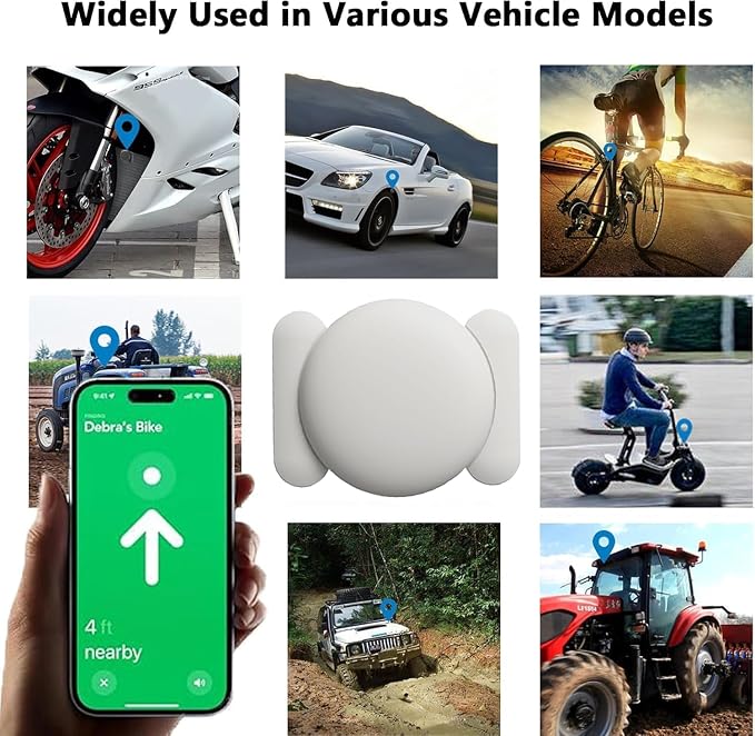 Car GPS Tracking Device for Vehicles,Cars etc,Real Time Vehicle Tracker with Magnetic Case,Work with Apple Find My(iOS Only),No Monthly Fee (White,1PCS)