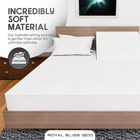 Split Top Queen Sheets for Adjustable Bed, 4Pcs 36'' 1 Flat, 1 Fitted Sheet & 2 Pillowcase – 16 Inch Deep Pocket, Egyptian Quality Wrinkle-Free Top Split Queen Sheets Set (White)
