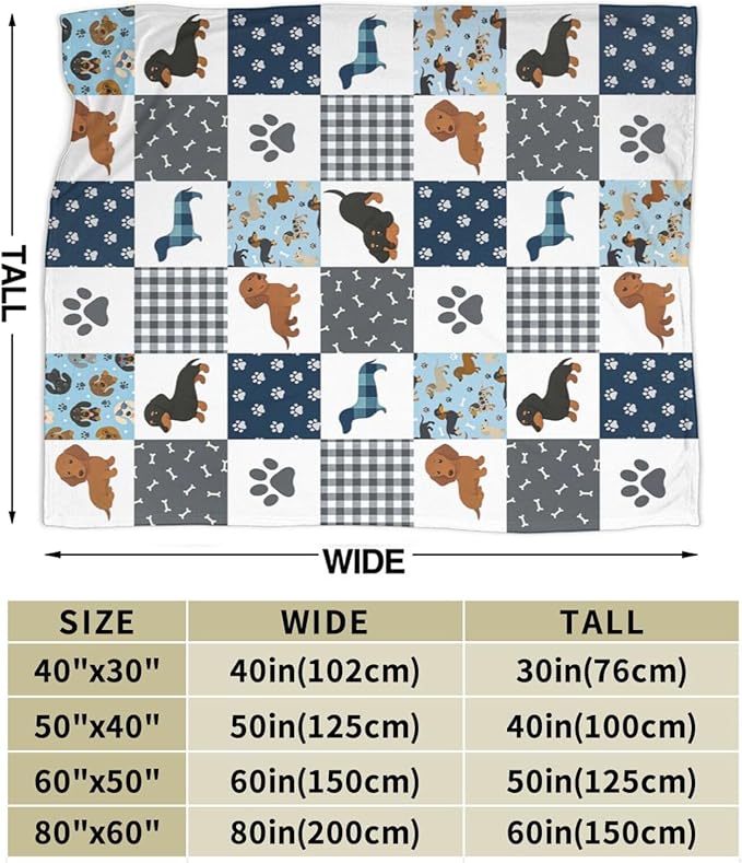 Dachshund Blanket Super Soft Warm Fluffy Fleece Flannel Dog Throw Blanket Cozy Fuzzy Plush Stuff Bedding Blankets Gifts for Women Kids Boys Girls Adults 80"X60"