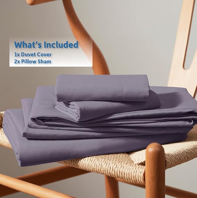 Nestl Grayish Purple Duvet Cover Full Size - Soft Double Brushed Full Size Duvet Cover Set, 3 Piece, with Button Closure, 1 Duvet Cover 80x90 inches and 2 Pillow Shams