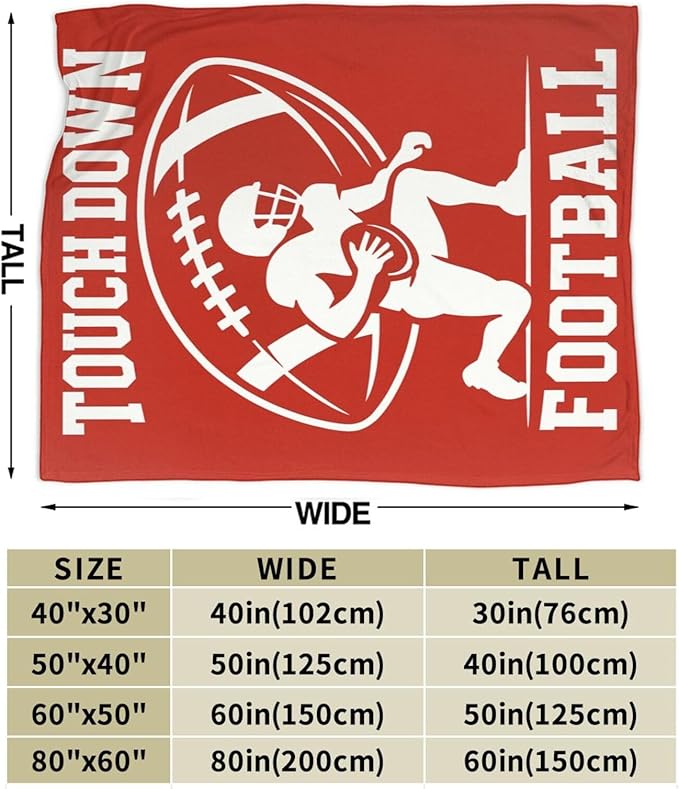 American Football Blanket Super Soft Warm Fluffy Fleece Flannel Ball Sports Throw Blanket Cozy Fuzzy Plush Stuff Bedding Blankets Gifts for Teens Boys Kids Women Girls Adults 60"X50"