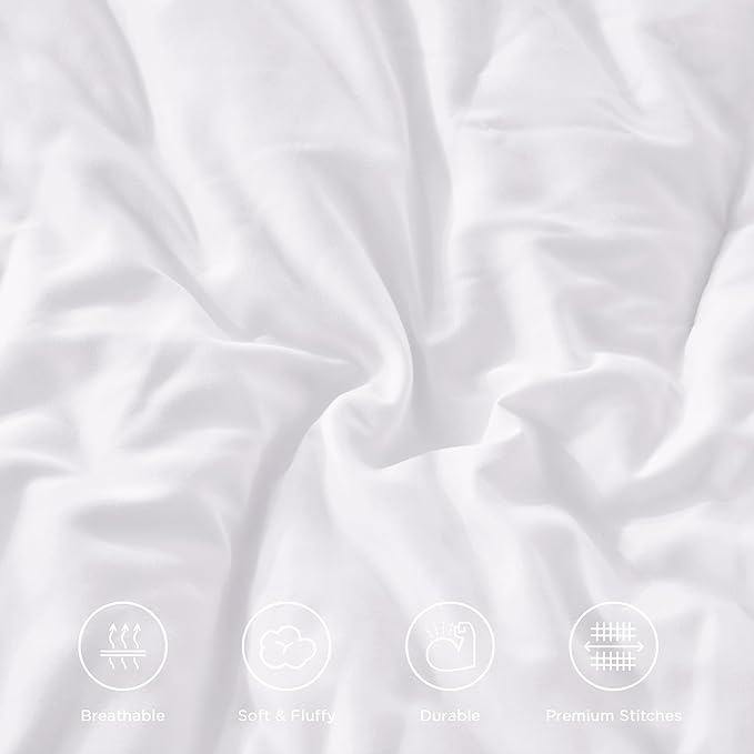 Andency White Twin Size Comforter Set(66x90Inch), 2 Pieces(1 Ruffle Comforter and 1 Pillowcase) Lightweight Fluffy Bedding Comforter Sets for Kids, All Season Soft Polyester Bedding Set