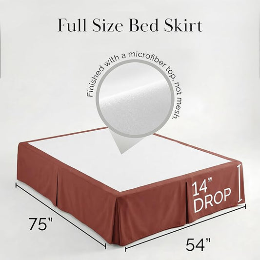 Southshore Fine Living, Inc. Hotel Quality Full Bed Skirt - 14" Drop, Elegant Pleated Design, Premium Dust Ruffle/Full Size Bed Skirt, Easy Care, Luxury Bed Skirt Full Size, Marsala (Terra Cotta)