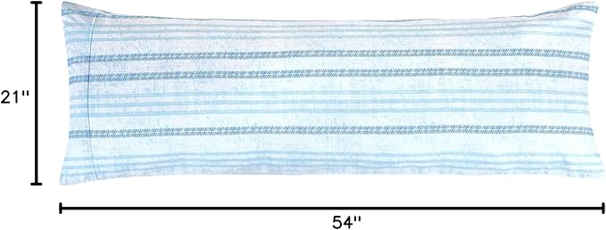 Elegant Comfort Ultra Soft 1-Piece Set Striped Print Pillowcases - 1500 Premium Hotel Quality Microfiber, Soft and Smooth Hidden Zipper Closure 1-Piece Pillow Covers - Body Pillowcase, Traci Aqua