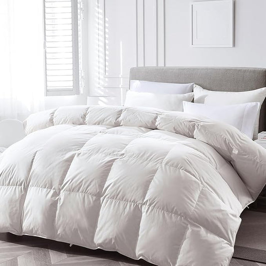 APSMILE Lightweight Down Feather Fibers Comforter Twin Size, Fluffy Duvet Insert for Warm Weather/Hot Sleepers -Ultra Soft 100% Organic Cotton Cover, Cooling Summer Duvet(Ivory White, 68x90)