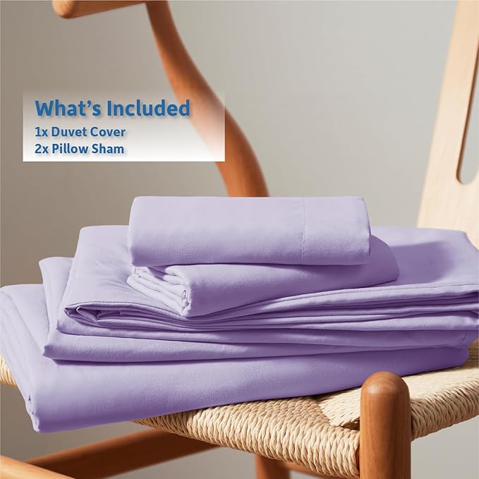 Nestl Lavender Duvet Cover Queen Size - Soft Double Brushed Queen Duvet Cover Set, 3 Piece, with Button Closure, 1 Duvet Cover 90x90 inches and 2 Pillow Shams