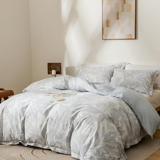 OAITE Duvet Cover Set Twin Size Floral Pattern Ultra Soft 100% Cotton Duvet Cover Sets 3-PC, Breathable Duvet Cover with Zipper Closure & Corner Ties(2 Pillow Shams,1 Duvet Cover)