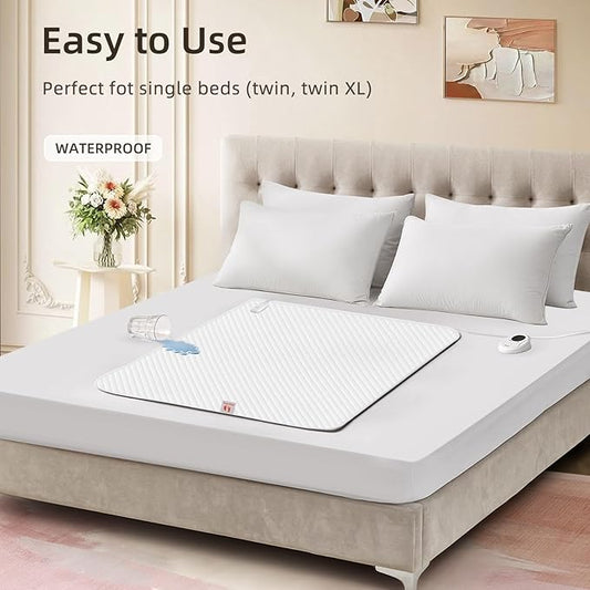 Bwarm Waterproof Heated Mattress Pad, Mini Twin Electric Mattress pad ETL Certified Bed Warmer with Memory Function 9 Heat Settings, 1-12 Hours Auto Off Deep Pocket, Machine Washable, White 31" x 55"