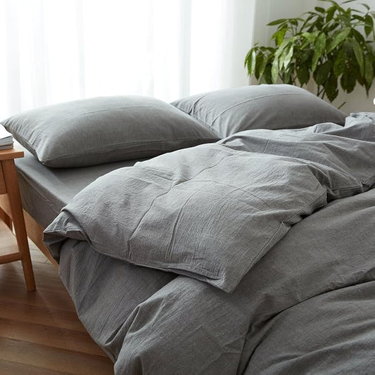 FACE TWO FACE Bedding Duvet Cover Set 3 Pieces 100% Cover Linen Like Textured Breathable Durable Soft Comfy