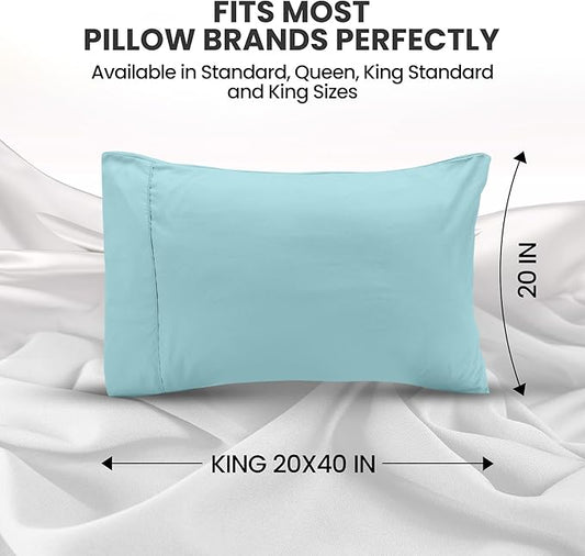 Utopia Bedding King Pillow Cases - 2 Pack - Envelope Closure - Soft Brushed Microfiber Fabric - Shrinkage and Fade Resistant Pillow Covers King Size 20 X 40 Inches (King, Spa Blue)