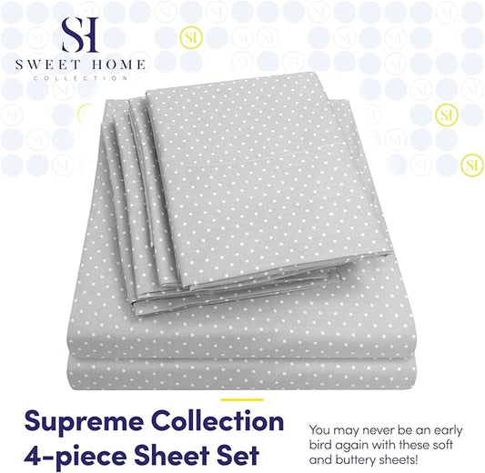 Sweet Home Collection 4 Piece 1500 Thread Count Brushed Microfiber Deep Pocket Sheet Set - 2 Extra Pillow Cases, Great Value