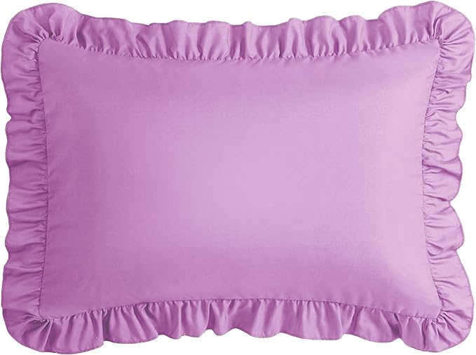 KKJIAF Ruffle Body Pillow Cases Set of 1, Ruffled Pillow Covers with Envelope Closure, Wrinkle Resistant Ruffled Long Pillow Shams 20" x 54", Lavender