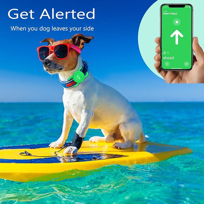 SANKALA Airtag Dog Collar Holder, Waterproof, Green, 1 Pack | Silicone Full Body Covered, Anti-Lost Protective, Fits All Width Collars, for Apple AirTag(Gen 1 & 2), Signal Friendly 