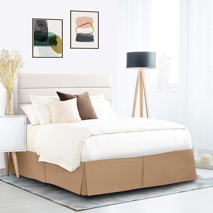 Nestl Light Brown Twin XL Bed Skirt - Twin XL Size Bed Skirt 14 Inch Drop - Brushed Microfiber Bed Skirts - Hotel Quality Pleated Bed Skirt - Shrinkage & Fade Resistant