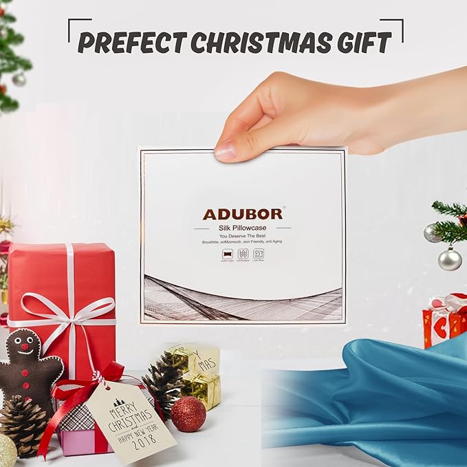 Adubor 100% Silk Pillowcase - Mulberry Silk Pillow Cases, 22 Momme 6A Grade Fibers, Silk Pillow Case for Hair and Skin Health, with Hidden Zipper (Queen 20''x30'', Peacock Blue, 1PC)