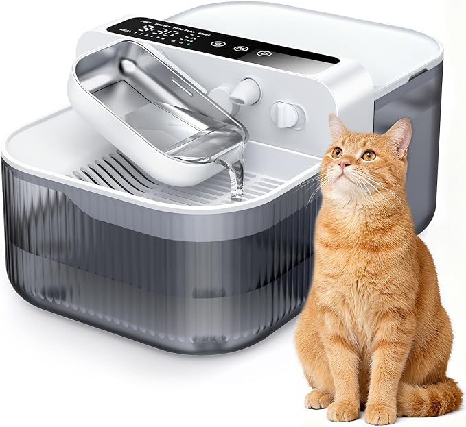Wireless Cat Water Fountain with No Filters, 180-Day Battery & Precision Flow Control,3.5L Smart Pet Water Dispenser with Wastewater Separation & Custom Scheduling for Cats & Dogs, White