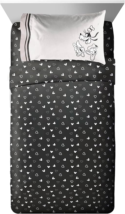 Jay Franco Kids Comforter Set Includes Sheets and Pillow Covers - Soft and Cozy Bed Set for Stylish Room Decor, Official Licensed Bedding, Beige - Mickey and Friends, 5 Piece Twin