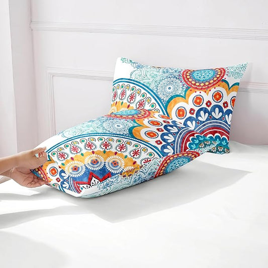 YIYEA King Size Pillow Cases Set of 4, Ultra Soft 1800TC Hotel Quality Double Brushed Microfiber Embroidered Pillowcases and Boho Pillow Covers, Envelope Closure, Fade Resistant (20"x36")
