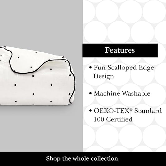 kate spade new york Scalloped Edge 2-Piece Twin Quilt Bedding Set, 100% Cotton Reversible Cover, All Season Warmth Bedding, Machine Washable, Marshmallow