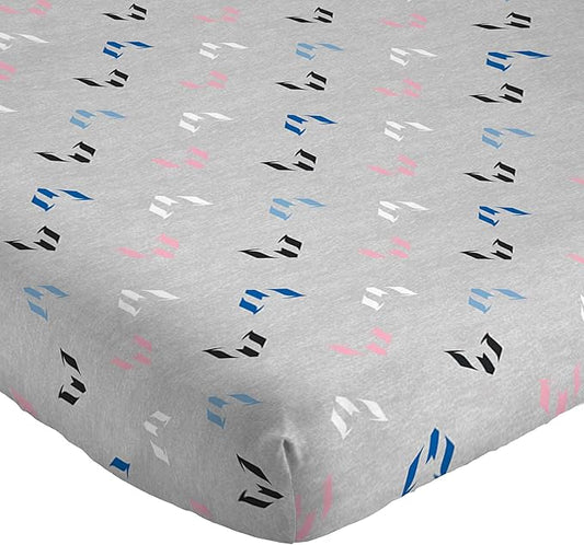 Jay Franco Kids Sheet Set with Fitted, Flat Sheets & Pillow Cover - Ultra-Soft Bedding with Pillowcase for Room Decor, Grey - Messi, 4 Piece Full