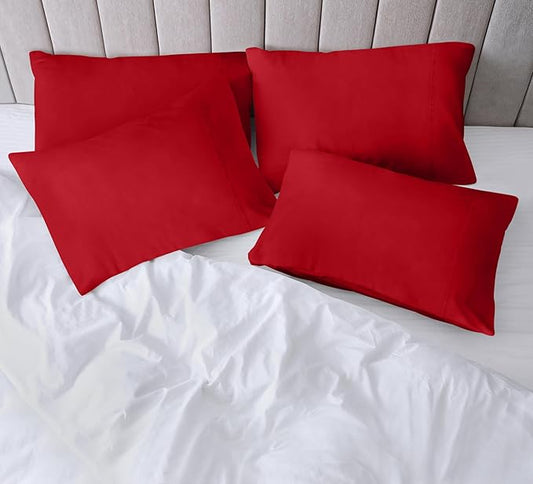 Utopia Bedding Queen Pillow Cases - 4 Pack - Envelope Closure - Soft Brushed Microfiber Fabric - Shrinkage and Fade Resistant Pillow Covers Queen Size 20 X 30 Inches (Queen, Red)