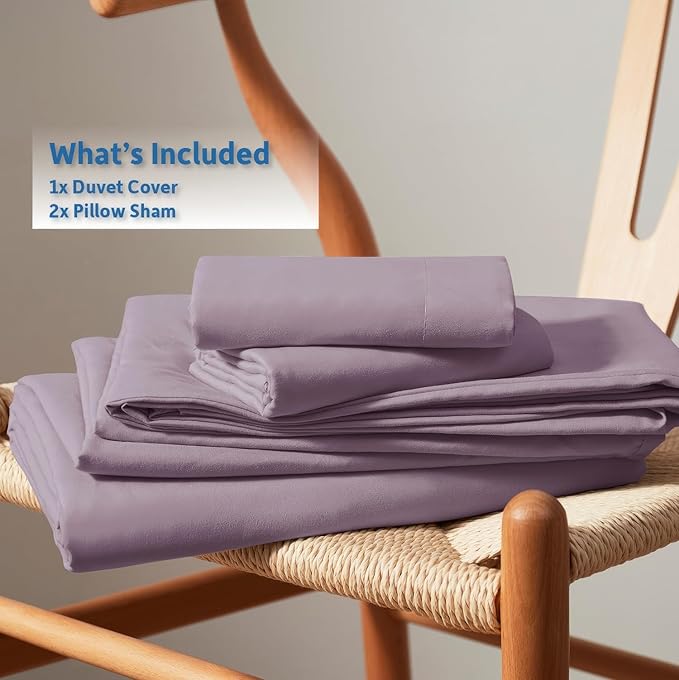 Nestl Dusty Purple Duvet Cover Full Size - Soft Double Brushed Full Size Duvet Cover Set, 3 Piece, with Button Closure, 1 Duvet Cover 80x90 inches and 2 Pillow Shams