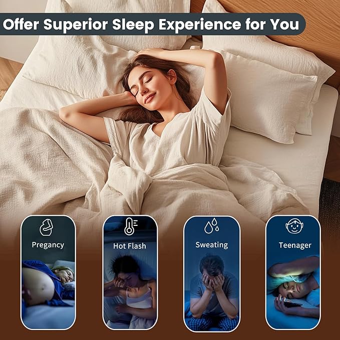 100% Linen Sheet Set Queen Size Extra Deep Pocket Fits 18-24 Inch Mattress, Breathable & Soft, Smooth 4-Piece Set for Thick Mattresses Hotel Luxury Bedding(Queen, Navy Grey)