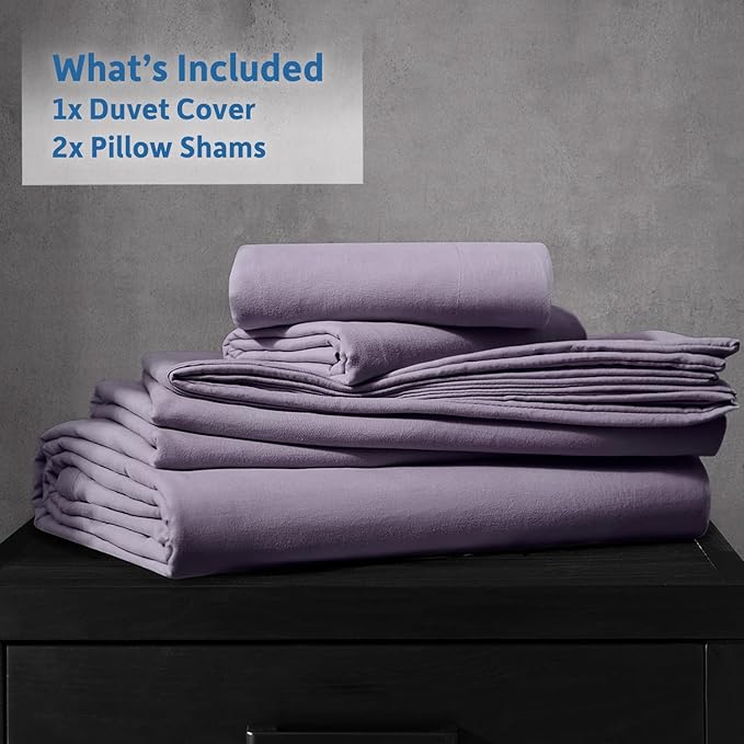 Nestl Grayish Purple Duvet Cover King Size - Soft Prewashed King Duvet Cover Set, 3 Piece, with Zipper Closure, 1 Duvet Cover 104x90 inches and 2 Pillow Shams
